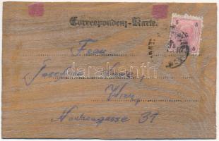 ~1900 Zsidó úr, héber újévi üdvözlet. Kézzel rajzolt és festett egyedi lap fakéregből / Jewish man, ...