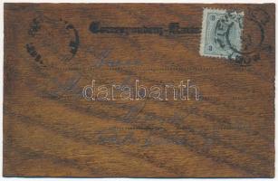 ~1900 Zsidó úr, héber újévi üdvözlet. Kézzel rajzolt és festett egyedi lap fakéregből / Jewish man, ...