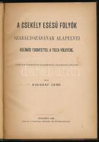 Kvassay Jenő: A csekély esésű folyók szabályozásának alapelvei különös tekintettel a Tisza völgyére. Bp., 1899, Magyar Mérnök- és Építész-Egylet. Félvászon kötés, néhol ceruzás bejegyzésekkel, kopottas állapotban.