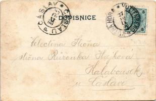 1900 Zlín, Mest. skola, Zámek, Kostel a stará skola, Nádrazi / school, castle, church with old schoo...