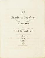 cca 1850 40 Etudes ou Caprices pour le Violon par Rud. Kreutzer, ... Liv. I. Vienne, Tobie Haslinger, francia és német nyelven, gyűrődésekkel, 19 p.