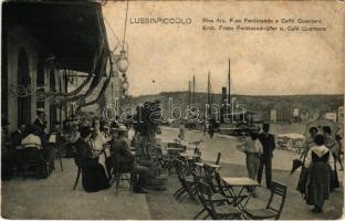 1912 Mali Losinj, Lussinpiccolo; Riva Arc. F. Ferdinando e Caffe Quarnero / Erzherzog Franz Ferdinand-Ufer u. Café Quarnero / quay, café (EM)