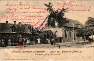 1903 Pélmonostor, Baranyamonostor, Beli Manastir; Schneider Adolf tejcsarnoka. Kram Ferenc kiadása / milk hall (szakadás / tear)