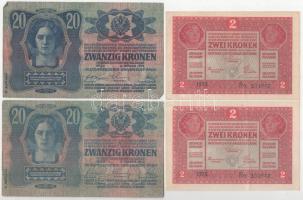1913-1915. 10K-20K (5x), mindegyik piros "MAGYARORSZÁG" felülbélyegzéssel + 1917. 2K (2x) ...