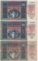 1913-1915. 10K-20K (5x), mindegyik piros "MAGYARORSZÁG" felülbélyegzéssel + 1917. 2K (2x) ...