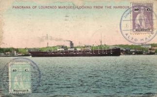 Lourenco Marques (Maputo) harbour with steamship (small tear)