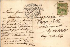 1906 Petrőc, Backi Petrovac; Slov. evan. av. v. kostol, Sporitelna, Obecní dom / Evangélikus templom...