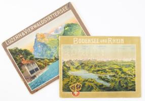 cca 1920, 2 darab turisztikai képes kiadvány: Luzern & Vierwaldstattersee és Bodensee und Rhein, sérült papírkötésben