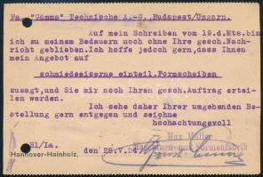 1924 Díjkiegészített díjjegyes levelezőlap Németországból Budapestre, 9 db portó bélyeggel