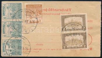 1921 Távbeszélőjegy 6 db bélyeggel MAKÓ / Telephone ticket with 6 stamps