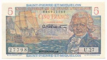 Saint Pierre és Miquelon DN (1950-1960) 5Fr T:AU Saint Pierre and Miquelon ND (1950-1960) 5 Francs C:AU  Krause P#22