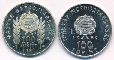 1980. 100Ft Ni "Szovjet-magyar közös űrrepülés" + 1981. 100Ft Cu-Ni "Bulgária 1300 év...