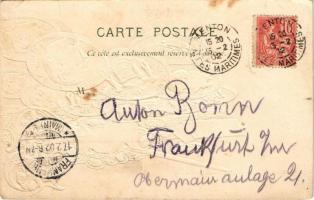 1902 Monte Carlo, Souvenir de Monte Carlo / coins and cards, casino. Art Nouveau, Emb. litho (pinhol...