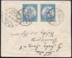 1923 Ajánlott levél Miskolcról Pápára 400K bérmentesítéssel / Registered cover with 400K franking