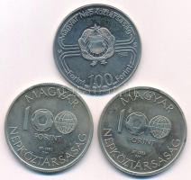 1982. 100Ft Cu-Ni "Labdarúgó Világbajnokság 1982" kapszulában + 1985. 100Ft alpakka "...