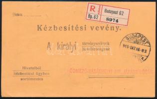 1915 Ajánlott kézbesítési vevény / Registered printed matter