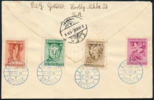 1939 Pax-Ting sor levélen alkalmi bélyegzéssel / Mi 612-615 on cover