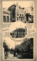 1922 Roztoky, Rostok bei Pürglitz; Partie u posty, Zahradni hostinec u Koruny / post office, shop, p...