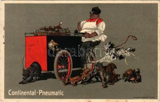 1914 Continental Pneumatic. Caoutchouc- und Gutta-Percha Co. Hannover / Német abroncs és gumi gyártó reklám / German bicycle and tire shop advertisement art postcard. litho (EK)