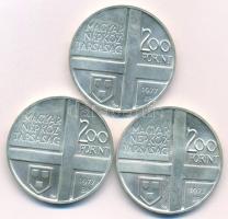 1977. 200Ft Ag (3xklf) "Magyar festők II. / Csontváry, Mányoki, Rippl-Rónai" T:BU patina A...