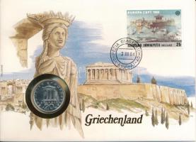 Görögország 1982. 20D Cu-Ni felbélyegzett borítékban, bélyegzéssel T:UNC Greece 1982. 20 Drachmai Cu-Ni in envelope with stamp, and cancellation C:UNC