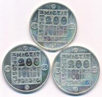 1985. 200Ft Ag (3xklf) "Természetvédelem - Mocsári Teknős, Vadmacska, Vidra" T:UNC,AU pati...