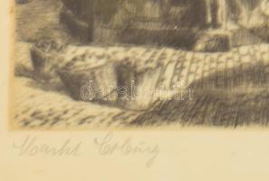 Atrhur Rose (18891-1974) Markt Coburg. Rézkarc, papír, 16x24 cm Üvegezett keretben