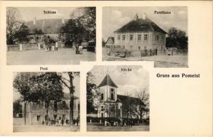 Nepomysl, Pomeisl; Schloss, Forsthaus, Post, Kirche /  Castle, forester's lodge, post office, church. Verlag Max Glaser