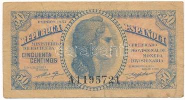 Spanyolország 1937. 50c T:F,VG Spain 1937. 50 Centimos C:F,VG Krause P#93