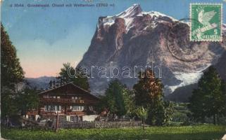 Grindelwald Swiss chalet and the Wetternhorn mountain (EB)