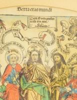 Hartmann Schedel: Terra etas mundi: Krisztust és a Aposolokat ábrázoló színezett fametszet a Liber C...