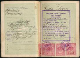 1926 A Magyar Királyság által kiállított útlevél Valla József gyergyóalfalvi születésű békési lakos ...