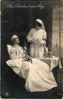 1915 Für's Vaterland zum Sieg / WWI K.u.K. military, injured soldier with Red Cross nurse (fl)