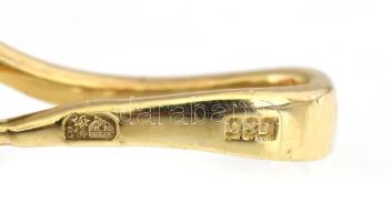 Arany (Au) 14K csepp alakú füstkvarc medál, jelzett, 2×0,7 cm, bruttó: 1,3 g