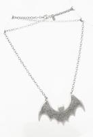 Ezüst(Ag) ankerszemes nyaklánc denevéres középrésszel, jelzett, h: 46 cm, bruttó: 7,5 g