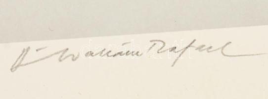 Ábrahám Rafael (1929-2014): Tisztelet Dürernek II. Ofszet, papír, jelzett. 40x26 cm