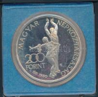 1980. 200Ft Ag "Téli olimpia - Lake Placid" műanyag "MNB" tokban T:AU (eredetile...