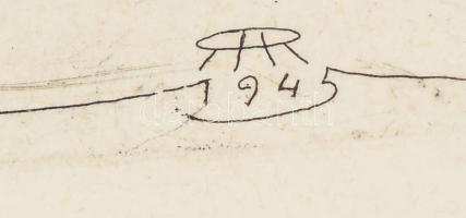 Ifj. Richter Aladár (1898-1950): A romos Budapest a II. világháború után, 1945. Rézkarc, papír, jelz...