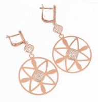 Ezüst(Ag) aranyozott köves fülbevalópár, jelzett, 3×5,6 cm, bruttó: 5,6 g