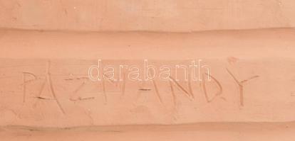 Pázmándy Antal: Győri Szent László hermája. Falplasztika. Jelzett, kis sérüléssel, 22,5x19 cm + rézl...