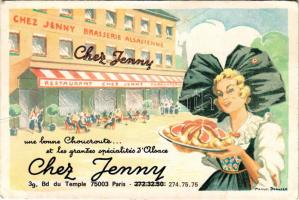 Paris, Chez Jenny la vraie Brasserie Charcuterie Alsacienne / restaurant advertisement card (fa)