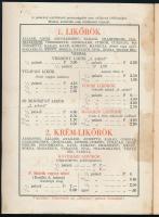 1938 Nagybani árjegyzék, Zwack J. és Társai Likőr- és Rumkülönlegességek Gyára, tűzött papírkötés, f...