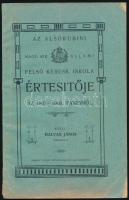 1908 Az alsókubini magy. kir. állami felső keres. iskola értesítője az 1907-1908. tanévről. Alsókubin, Trnkócy József-ny., 52 p. Tűzött papírkötés, kissé sérült borítóval.