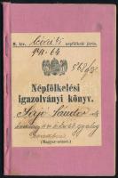 1905 Sajó Sándor, született Heringer (1868-1933 költő, tanár, drámaíró, tankerületi királyi főigazgató, az MTA levelező tagja népfölkelési igazolványi könyve a 68. gyalogezredből