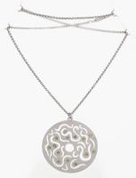 Ezüst(Ag) fantáziaszemes nyaklánc áttört kerek köves medállal, h: 42 cm, d: 4,5 cm, bruttó: 9,4 g