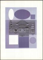 Victor Vasarely (1908-1997): Geometrikus kompozíció. Ofszet nyomat, papír, 23×18 cm