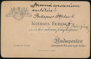 cca 1890-1900 Dr. Bálint József portréja, vizitkártya Kozmata Ferenc cs. és kir. udvari fényképész b...