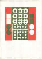 Victor Vasarely (1908-1997): Geometrikus kompozíció. Ofszet nyomat, papír, 19×18 cm