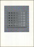 Victor Vasarely (1908-1997): Geometrikus kompozíció. Ofszet nyomat, papír, 19×18 cm