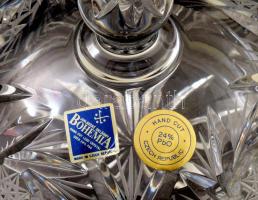 Bohemia ólomkristály vajtartó, címkével jelzett, d: 14 cm